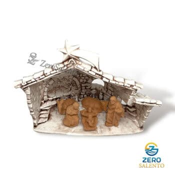 Presepe di Natale in Terracotta Capanna bianco anticato con Sacra Famiglia T.046 - immagine 3