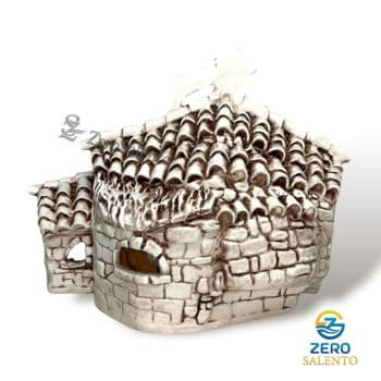 Presepe di Natale in Terracotta Capanna bianco anticato con Sacra Famiglia T.046 - immagine 6