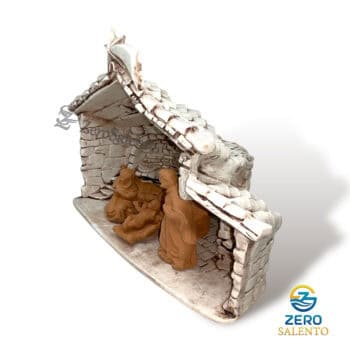 Presepe di Natale in Terracotta Capanna bianco anticato con Sacra Famiglia T.046 - immagine 4
