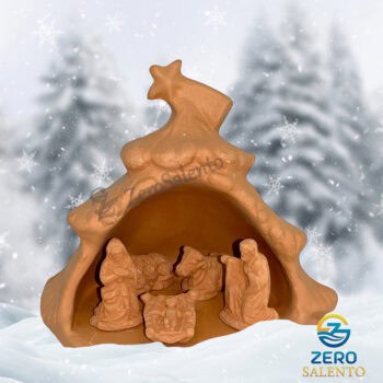 Presepe di Natale Capanna in Terracotta naturale con Sacra Famiglia T.055