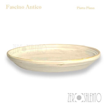 Piatto Piano in Terracotta - Ceramica Fascino Antico Bianco