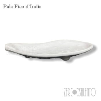 Pala di Ficodindia Bianco - Centrotavola Svuotatasche in Terracotta - Ceramica del Salento - immagine 3