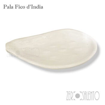 Pala di Ficodindia Bianco - Centrotavola Svuotatasche in Terracotta - Ceramica del Salento - immagine 2