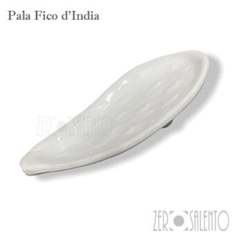Pala di Ficodindia Bianco - Centrotavola Svuotatasche in Terracotta - Ceramica del Salento