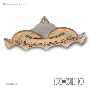 Lampadario in terracotta con bordi ondulati dipinto a mano TERIL72 - immagine 2