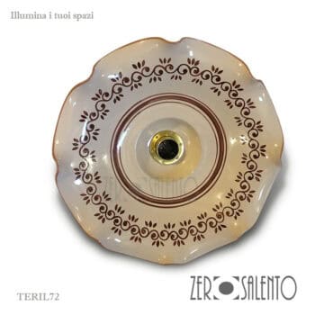 Lampadario in terracotta con bordi ondulati dipinto a mano TERIL72