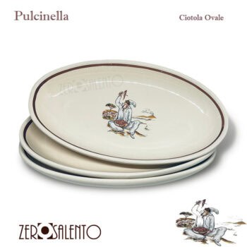 Piatto Ovale in Terracotta con decoro Pulcinella - immagine 3