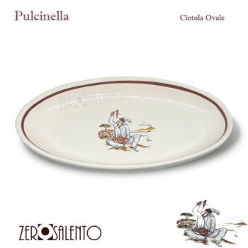 Piatto Ovale in Terracotta con decoro Pulcinella - immagine 2