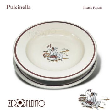 Piatto Fondo in Terracotta con decoro Pulcinella - immagine 3