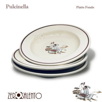 Piatto Fondo in Terracotta con decoro Pulcinella - immagine 2