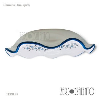 Lampadario in terracotta con bordi ondulati blu dipinto a mano TERIL98 - immagine 2