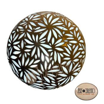 Lampada da tavolo a palla bianca intaglio a foglie d'Ulivo Teril122 - immagine 3