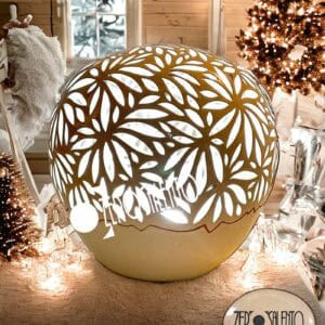 Lampada da tavolo a palla bianca intaglio a foglie d'Ulivo Teril122