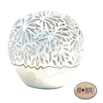 Lampada da tavolo a palla bianca intaglio a foglie d'Ulivo Teril122 - immagine 4