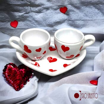 Tazzine da Caffè e sotto piatto Cuore in Terracotta - immagine 5