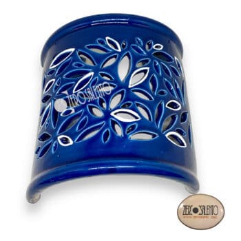 Lampada Applique Basciù in Terracotta a parete intaglio a foglioline BLU TERIL120.B - immagine 4