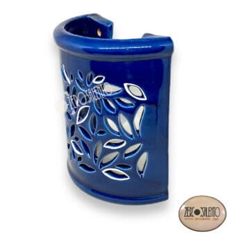 Lampada Applique Basciù in Terracotta a parete intaglio a foglioline BLU TERIL120.B - immagine 3