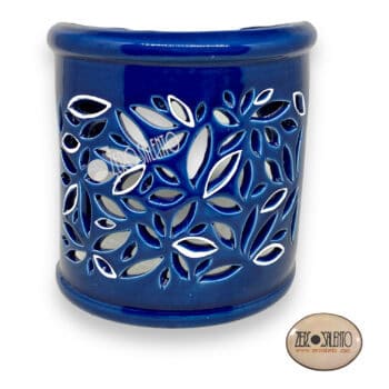 Lampada Applique Basciù in Terracotta a parete intaglio a foglioline BLU TERIL120.B