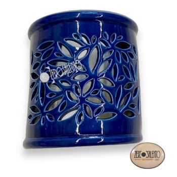 Lampada Applique Basciù in Terracotta a parete intaglio a foglioline BLU TERIL120.BL