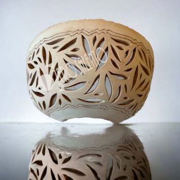 Applique in terracotta mezzaluna intaglio a foglie ILLUMINAZIONE TERIL24.B