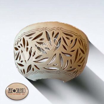 Applique in terracotta mezzaluna intaglio a foglie ILLUMINAZIONE TERIL24.B - immagine 3