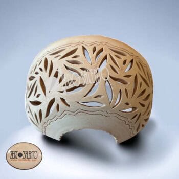 Applique in terracotta mezzaluna intaglio a foglie ILLUMINAZIONE TERIL24.B - immagine 2