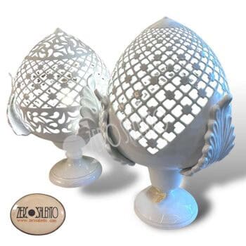 Lampada da tavolo a forma di Pigna intaglio moderno a Rombi Giallo Miele Teril121.GI - immagine 4