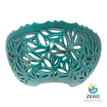 Applique in terracotta mezzaluna traforata a foglie Verde smeraldo ILLUMINAZIONE TERIL24.VS - immagine 2