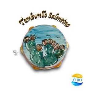 Tamburello Salentino decorato a mano con Fichi d'India calamita