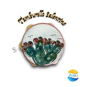 Tamburello Salentino decorato a mano con Fichi d'India calamita
