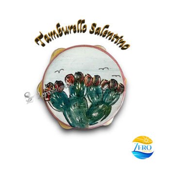 Tamburello Salentino decorato a mano con Fichi d'India calamita