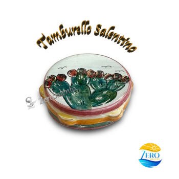 Tamburello Salentino decorato a mano con Fichi d'India calamita - immagine 2