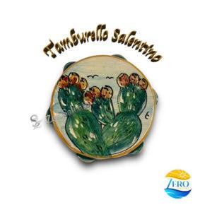 Tamburello Salentino decorato a mano con Fichi d'India calamita