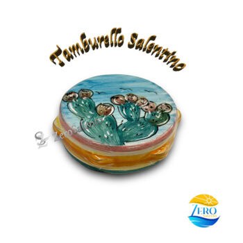 Tamburello Salentino decorato a mano con Fichi d'India calamita - immagine 2