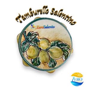 Tamburello Salentino con Limoni fondo arancione calamita