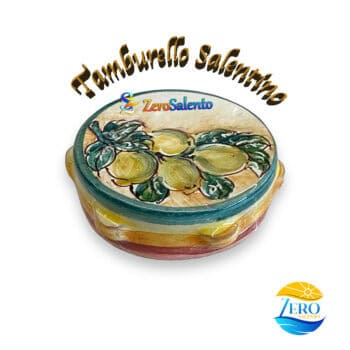 Tamburello Salentino con Limoni fondo arancione calamita - immagine 2