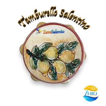 Tamburello Salentino con Limoni fondo arancio calamita