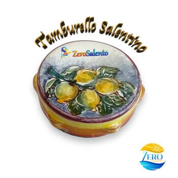 Tamburello Salentino con Limoni fondo blu calamita - immagine 2