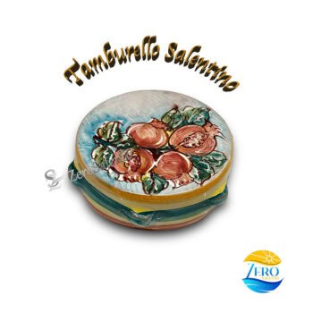 Tamburello Salentino con Melograni fondo azzurro calamita - immagine 2