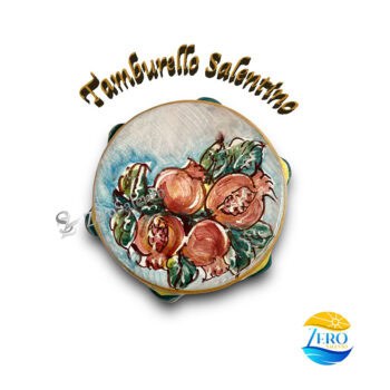 Tamburello Salentino con Melograni fondo azzurro calamita