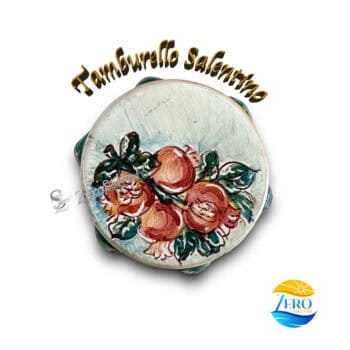 Tamburello Salentino con Melograni fondo azzurro calamita