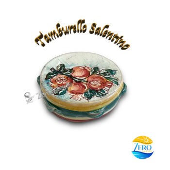 Tamburello Salentino con Melograni fondo azzurro calamita - immagine 2