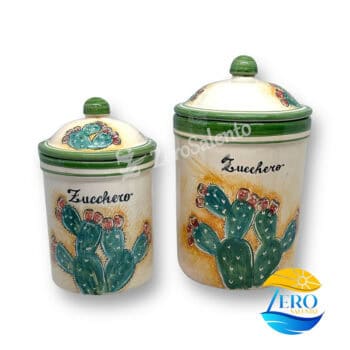 Barattolo Spezie  Sale - Caffè - Zucchero in Terracotta decorato a mano Ficodindia - immagine 2