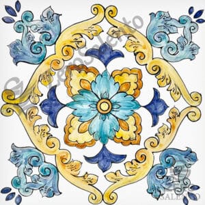 Mattonella Maiolica Salentina colore blu Termaiol10