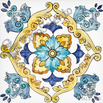 Mattonella Maiolica Salentina colore blu Termaiol10