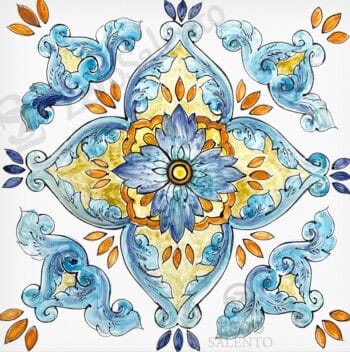 Mattonella Maiolica Salentina colore blu Termaiol14