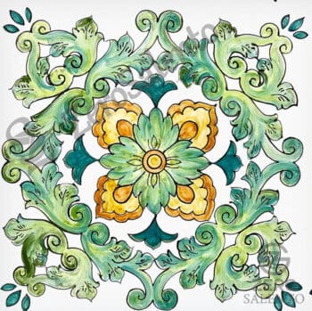 Mattonella Maiolica Salentina colore verde Termaiol15