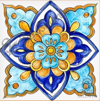 Mattonella Maiolica Salentina colore blu Termaiol02