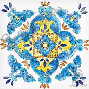 Mattonella Maiolica Salentina colore blu Termaiol25