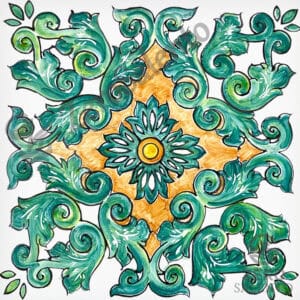 Mattonella Maiolica Salentina colore verde Termaiol09